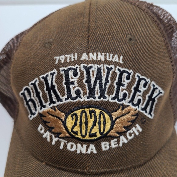 Bike Week 2020 79th Annual Daytona Beach FL Hat Adjustable Cap Embroidered Brown - Picture 2 of 7
